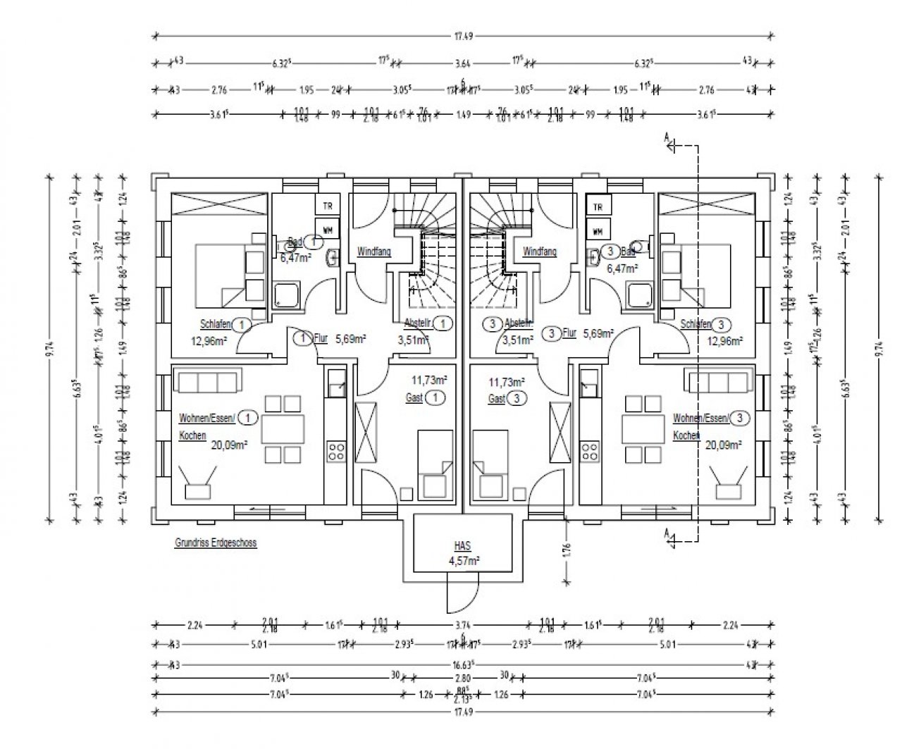 Grundriss Whg 1 und 3 Grundriss Whg 1 und 3