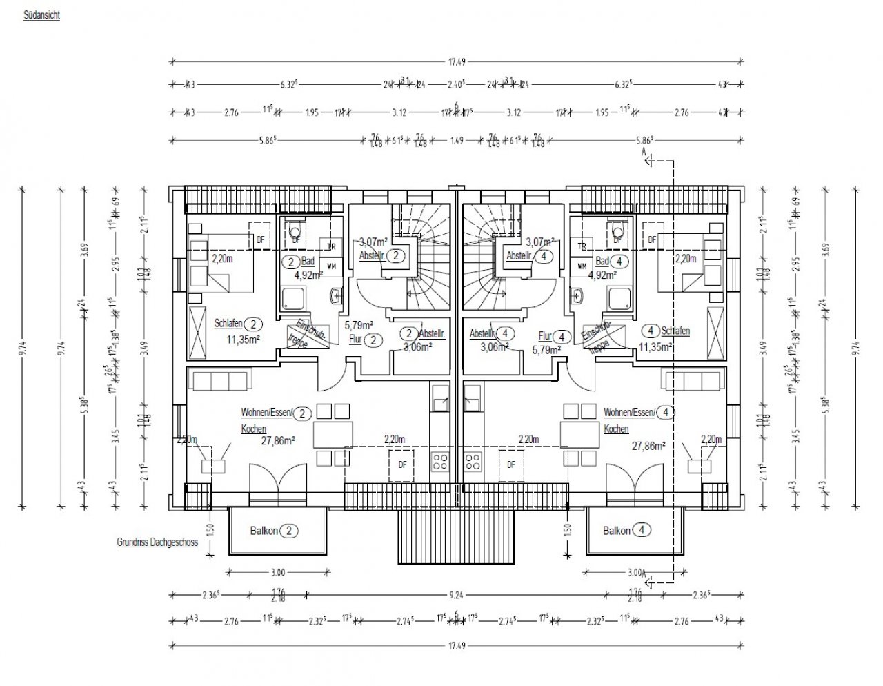 Grundriss Whg. 2 und 4 Grundriss Whg. 2 und 4