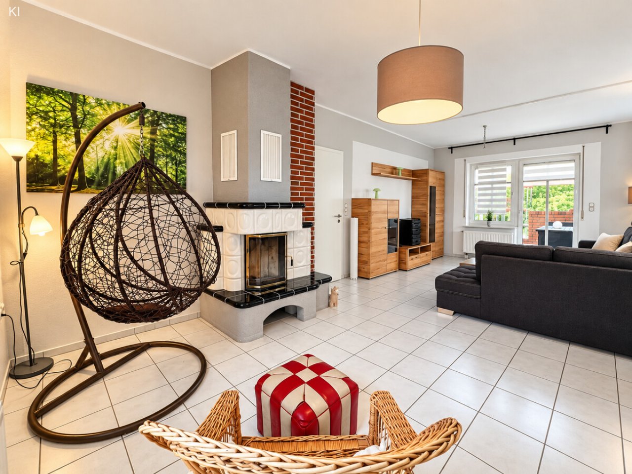 Wohnzimmer mit Kamin und Zugang Terrasse Wohnzimmer mit Kamin und Zugang Terrasse