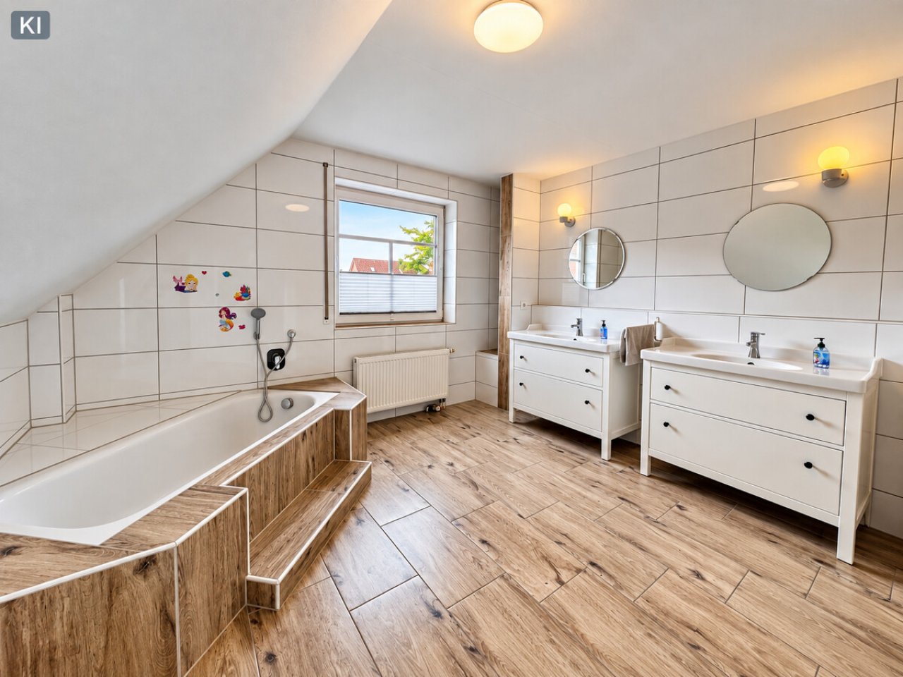 Modernes Dachbad mit Holzoptik Modernes Dachbad mit Holzoptik